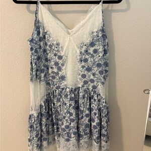 Maeve Blue and White Lace Dress